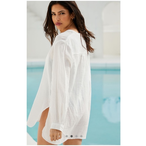New Anthropologie Cotton Popover Shirt White NWT Anthro Swimcover pool beach - Picture 3 of 5